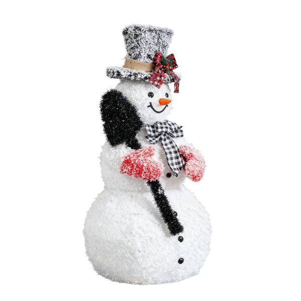 3FT Lighted Snowman Holding Spade Christmas Decorations, Pre-lit Holiday Decor with 110 Warm White LED Lights for Xmas Outdoor Indoor Decor Lighted Holiday Displays