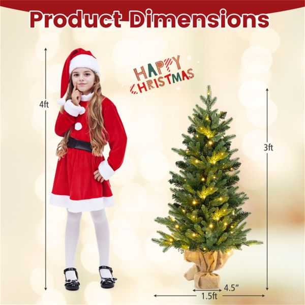 3FT Tabletop Christmas Tree - 363 Branch Tips (PE+PVC), 50 Warm White LEDs, Cordless Control Box for Easy Placement