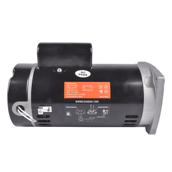 3HP 230V Swimming Pool Motor Single-Speed Square Flange B2844 for Pool and Spa