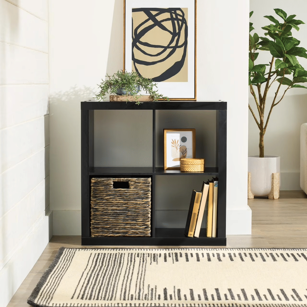 4 Cube Storage Organizer, Solid Black