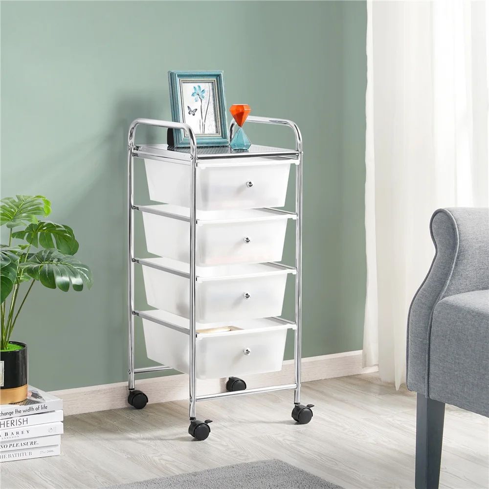 4-Drawer Cart Storage Bin Organizer Rolling with Plastic Drawers