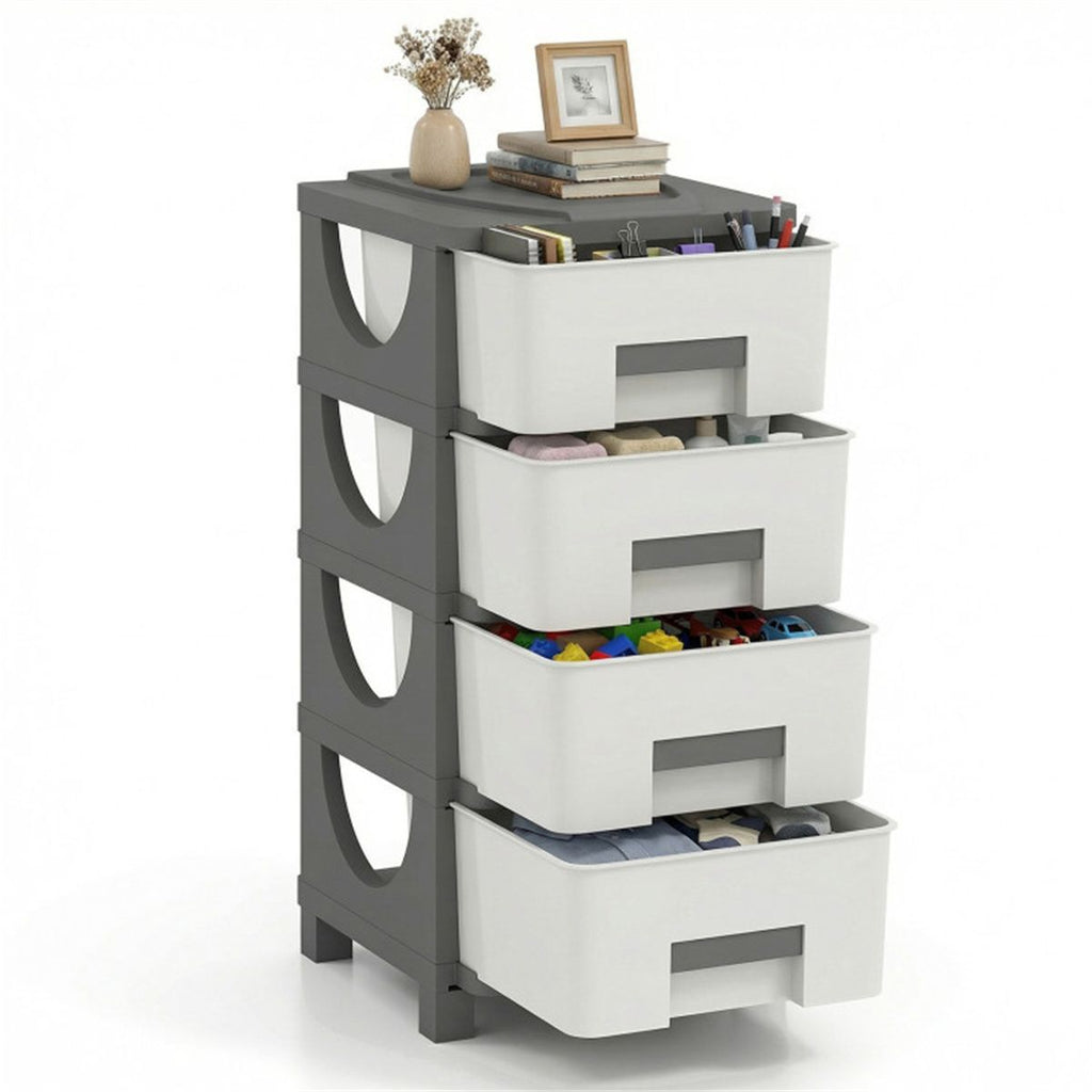 4-Drawer Compact Plastic Storage Cabinet Vertical Organizer for Bedroom Bathroom Office