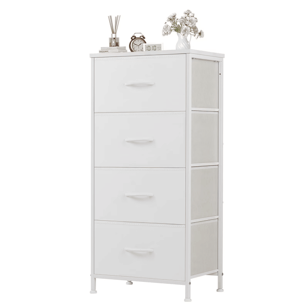 4-Drawer Fabric DresserStorageChest for Bedroom, Closet,StorageFurniture for Adults, White