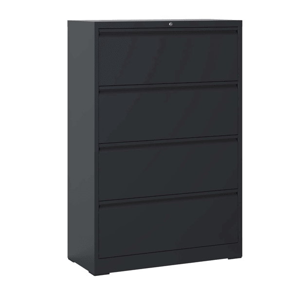 4 Drawer Lateral File Cabinet with Lock – Tall Heavy-Duty Metal Filing Cabinet for Home Office, Space-Saving Wide Storage for Letter/Legal/A4/F4, Quiet Full-Extension Slides
