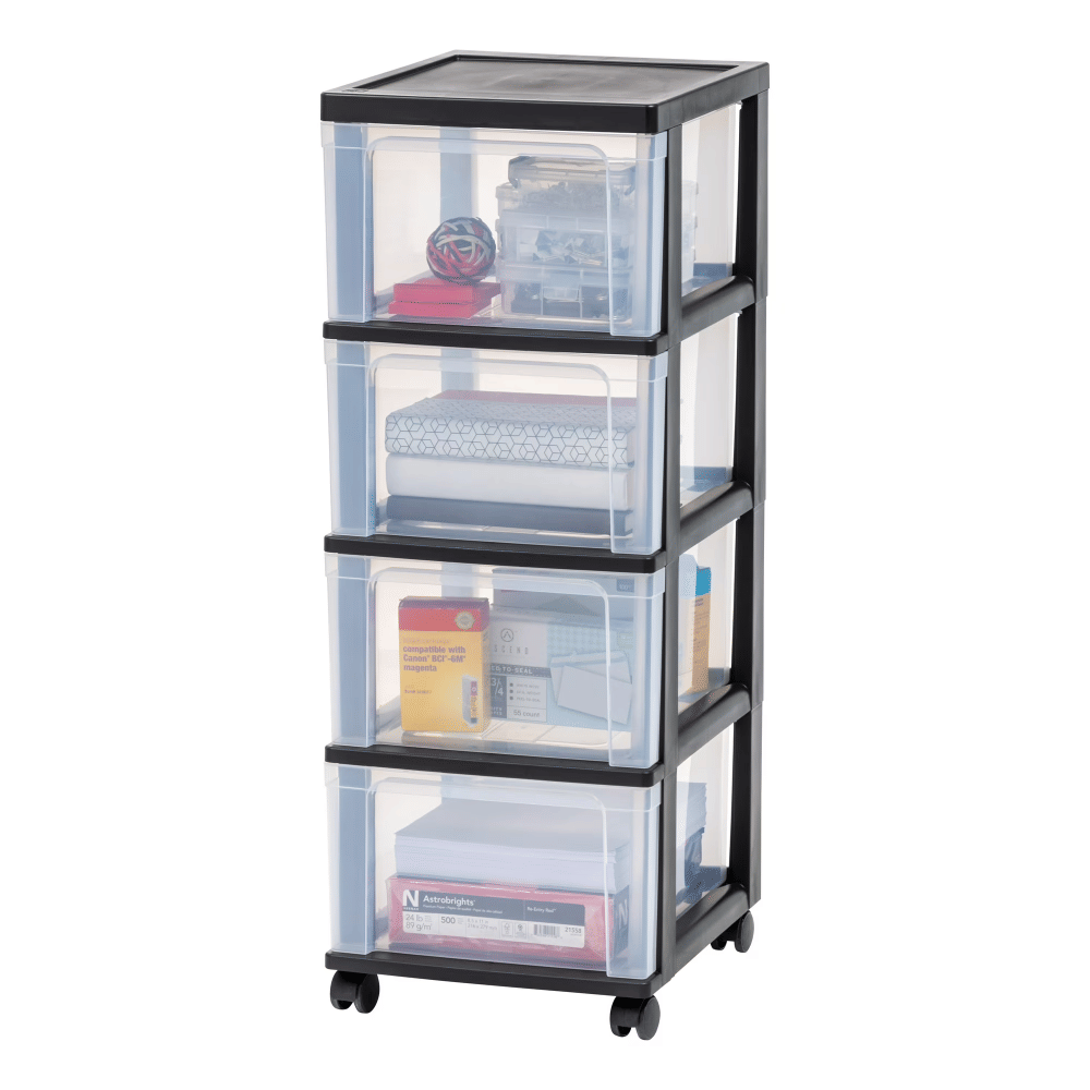 4-Drawer Narrow Plastic Storage Drawer Cart, Black (Shipment from Walmart)
