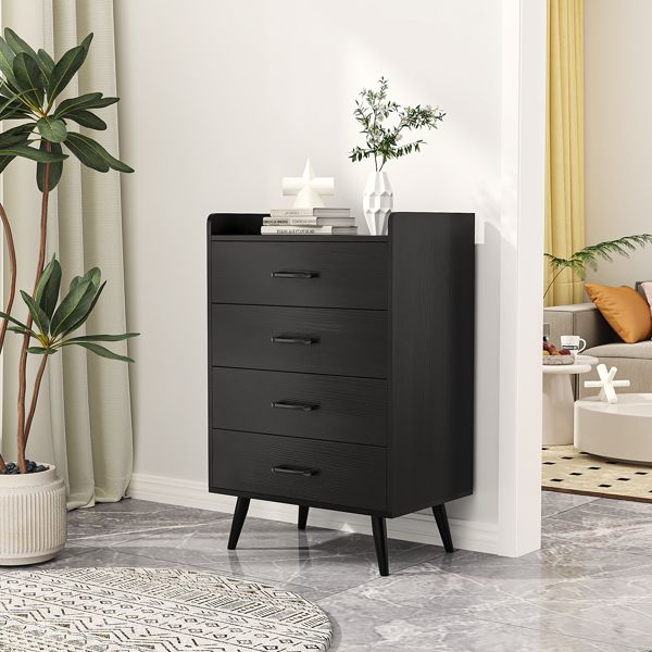 4 Drawers Dresser, Black