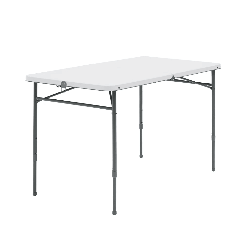 4 Foot Fold-in-Half Adjustable Folding Table, White(Shipment from Walmart)