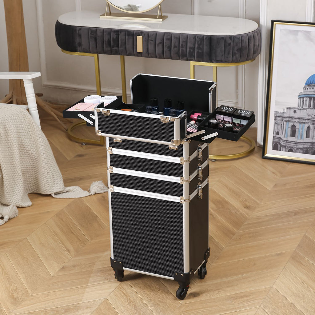 4 in 1 Aluminum Cosmetic Makeup Case Tattoo Box Black