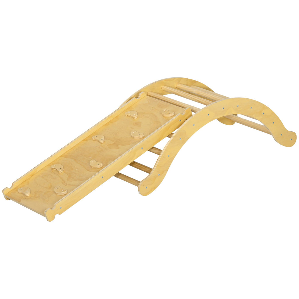 4 In 1 Indoor Toddler Climbing Toy Set with Arch Climber, Ramp & Cushion, Wood