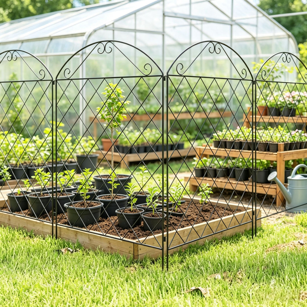 4 Pack 11.5' L x 43" H Curved Vines Steel Garden Fence Panels Rust-Resistant Decorative Flower Edging for Landscape, Patio