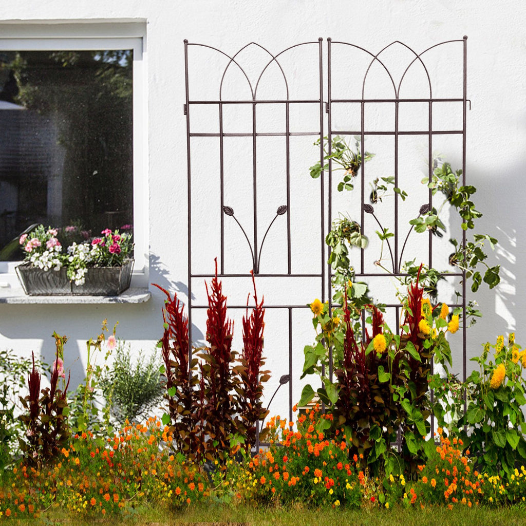 4 Pack Metal Garden Trellis 71" x 17.7" Rustproof Trellis for Climbing Plants Outdoor Flower Support Brown -Does not support self pick up