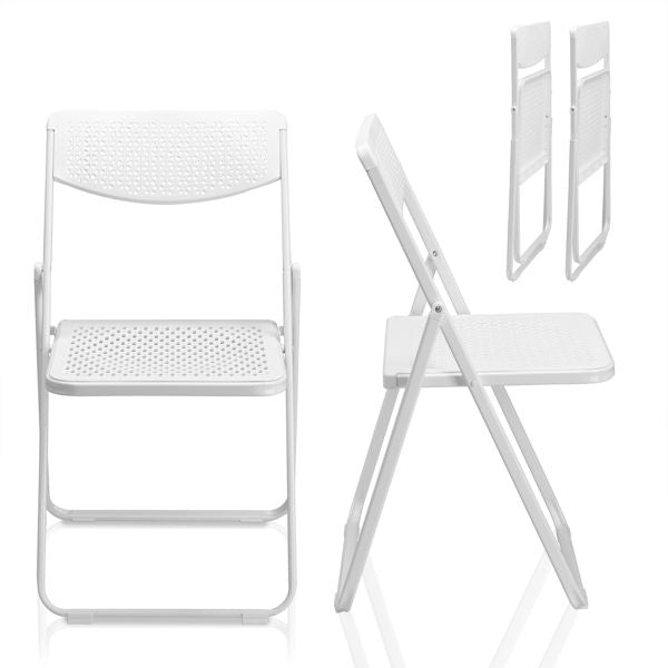 4 Pack Plastic Folding Chairs, Lightweight Stackable Commercial Chairs, Portable Event Seats Indoor Outdoor for Home Event Party Picnic School Wedding, White