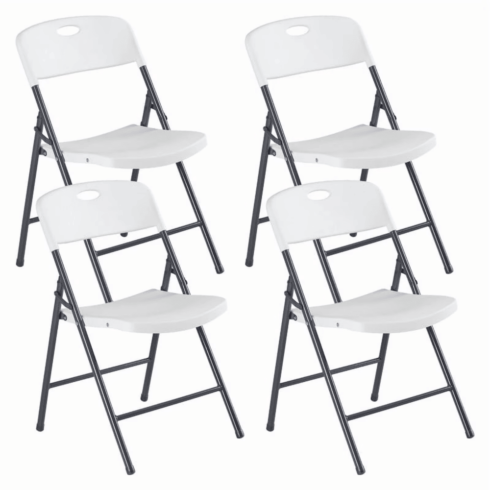 4 Pack Plastic Folding Chairs Stackable Patio Garden Office Wedding Party Event Chairs, White(Shipment from Walmart)