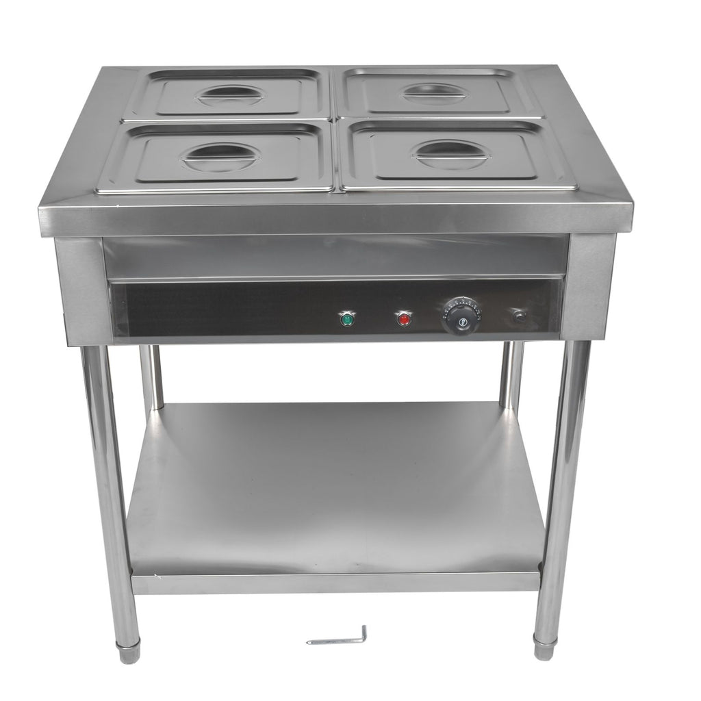 4-Pan Commercial Food Warmer, Professional Buffet Catering Food Warmer, Electric Steam Table, Stainless Steel