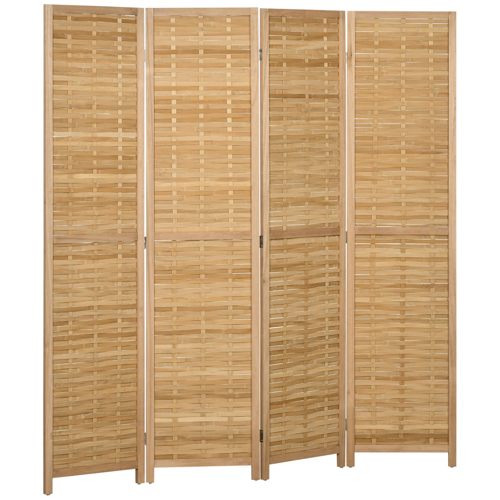 4 Panel Bamboo Room Divider Hand Woven Privacy Screen Natural Tall Partition for Home Office 67
