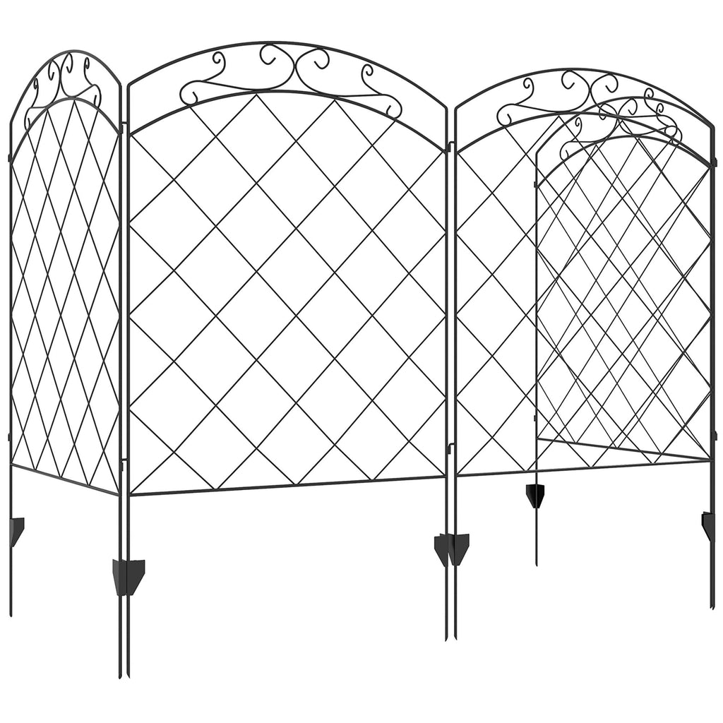 4-Panel Decorative Fencing: Swirls Design, Metal Yard Barrier for Pets & Flower Bed Edge|