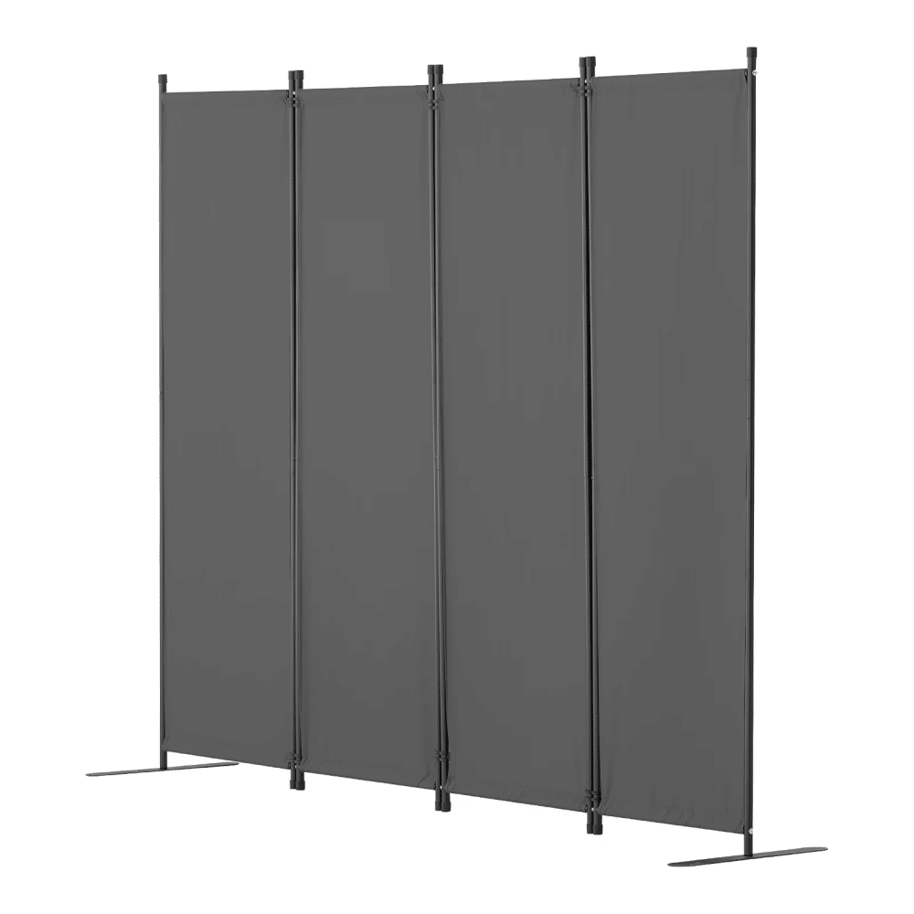 4-Panel Room Divider, Foldable Privacy Shields, Cloth Segregation Screens for Workspace, Sleeping Area, Meal Space, Learning Zone, Self-supporting, Pale Gray