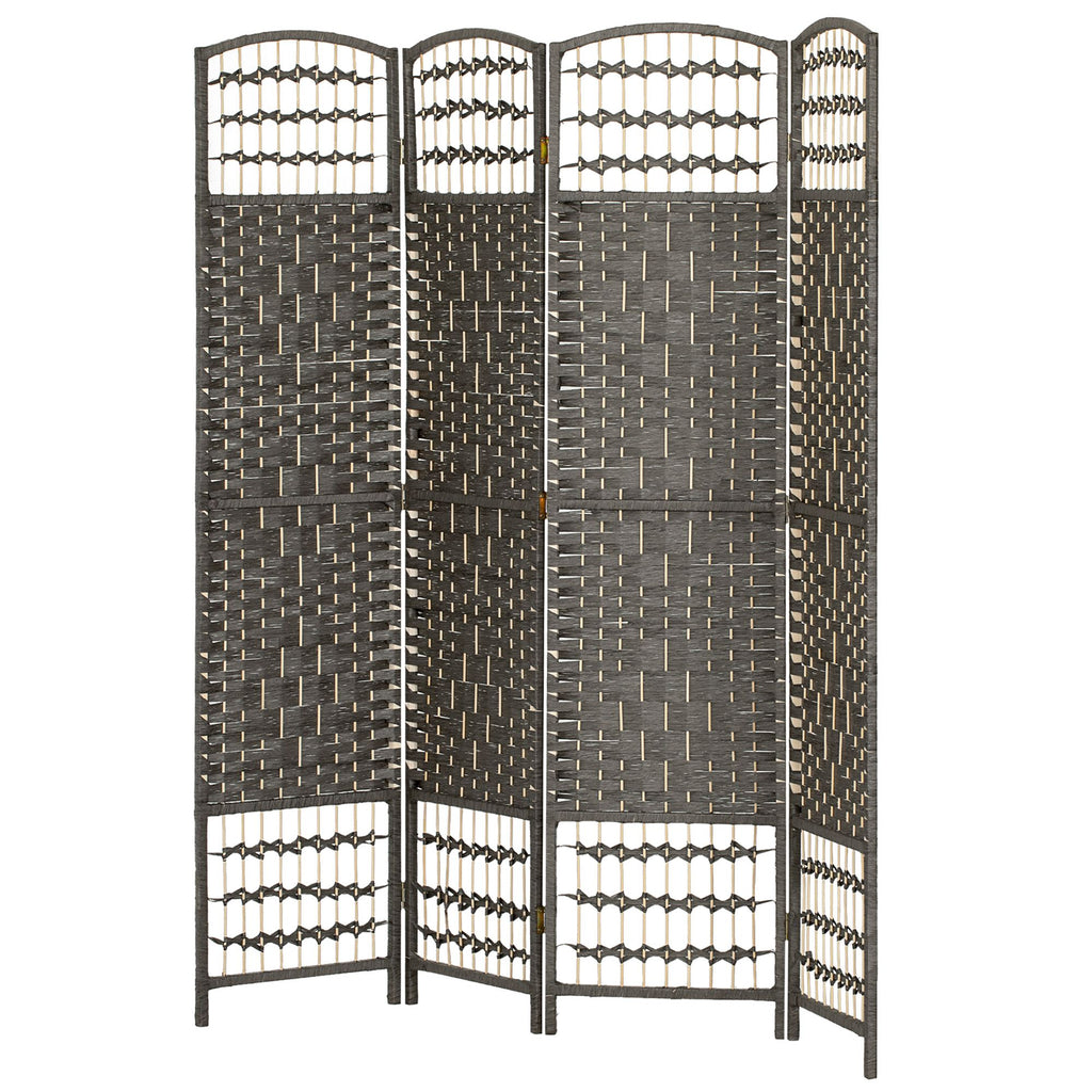 4 Panel Room Divider, Folding Screen, 5.6', Dark Gray