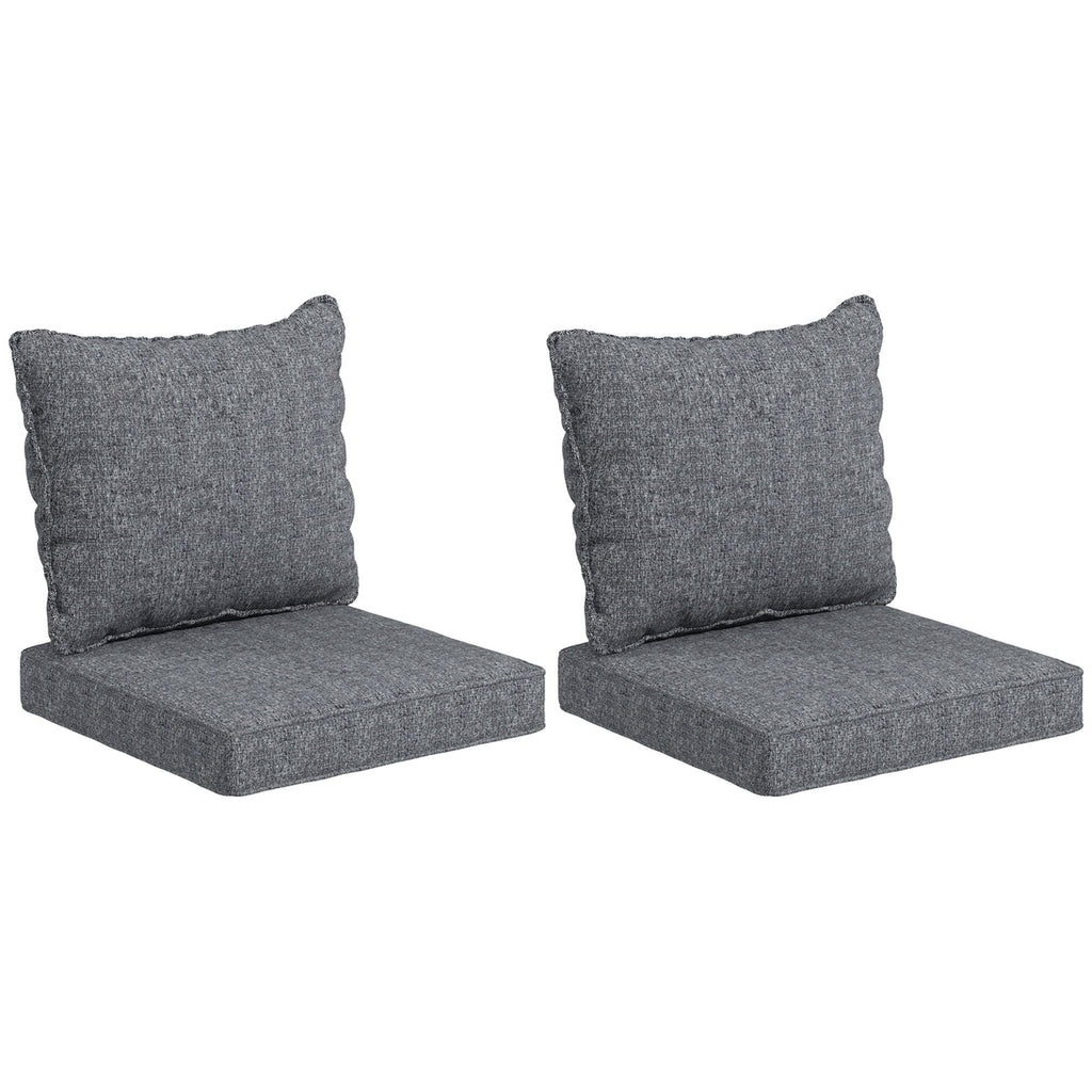 4 Patio Chair Cushions with Seat & Backrest, Fade Resistant Seat Replacement Cushion Set, Gray