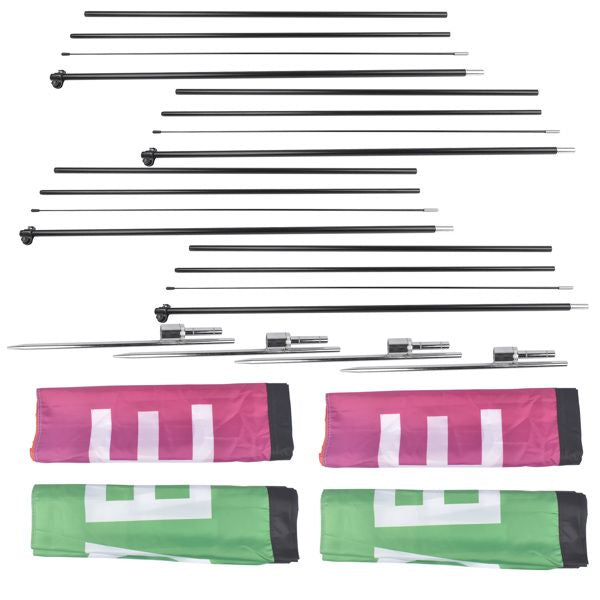 4-Piece Advertising Flagpole Stand Open Feather Flags w/Pole Kit 4 Banner Flags 4 Poles 4Ground Stakes for Business