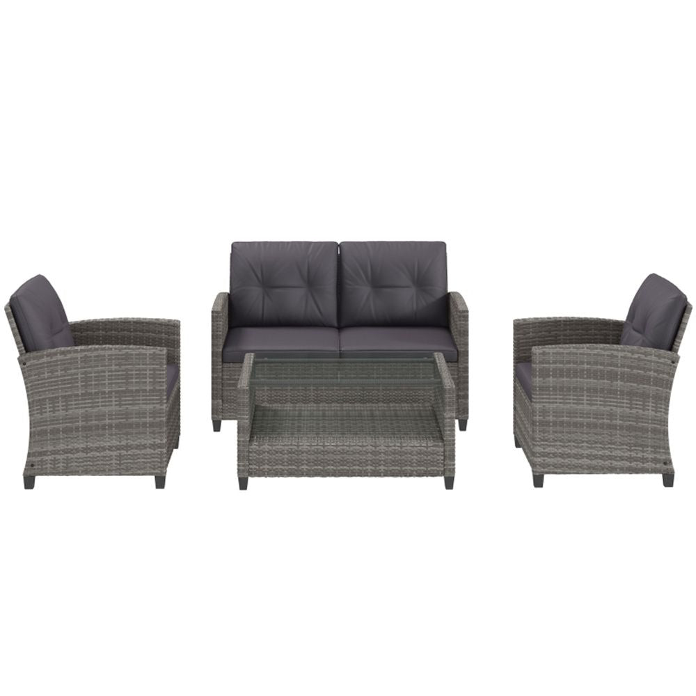 4 Piece Outdoor Rattan Sofa Set-Gray