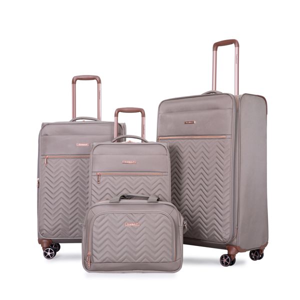 4-Piece Set (16/20/24/28) ,Softshell Suitcase Spinner Wheels Terylene Luggage Sets Carry On Suitcase Luggage Lightweight Durable Suitcase Khaki