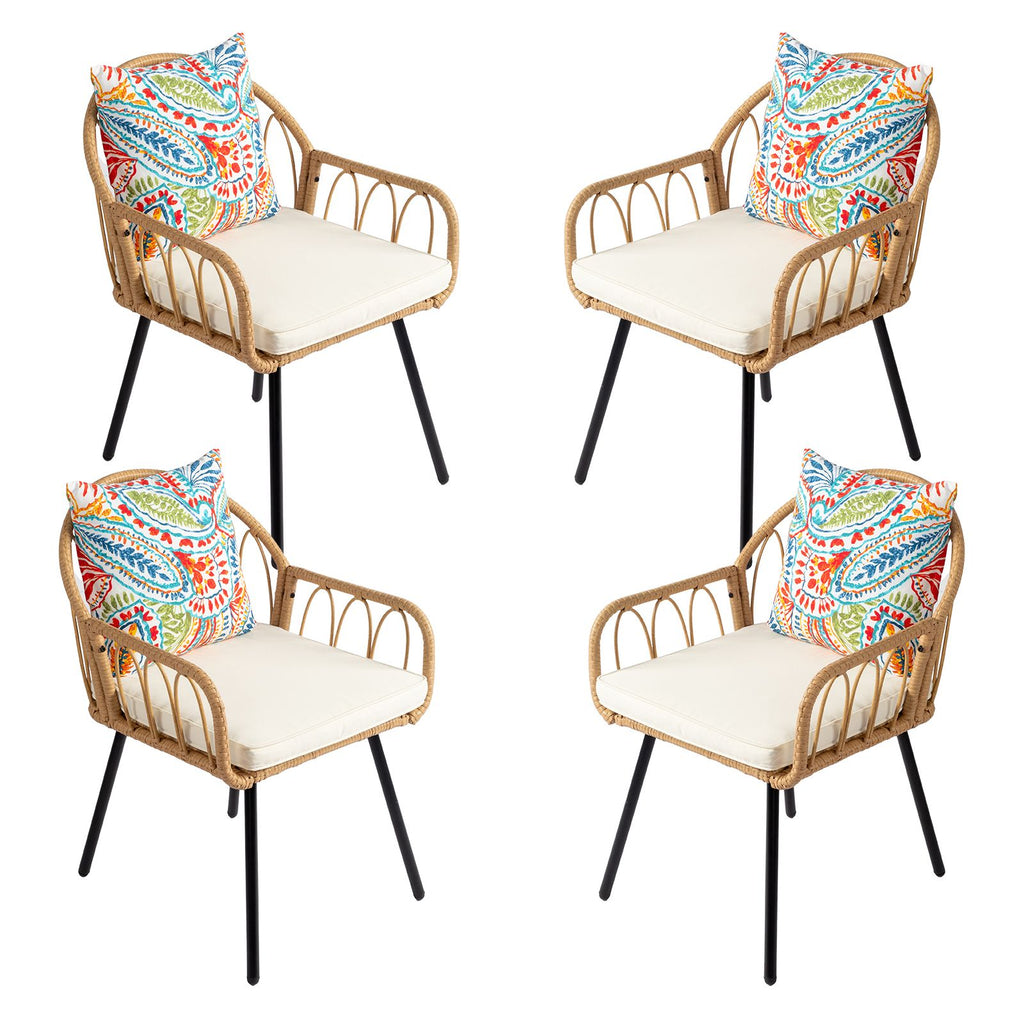 4 Pieces Patio Dining Chair Set, Outdoor Rattan Chairs for Patio, Backyard, Balcony, Garden