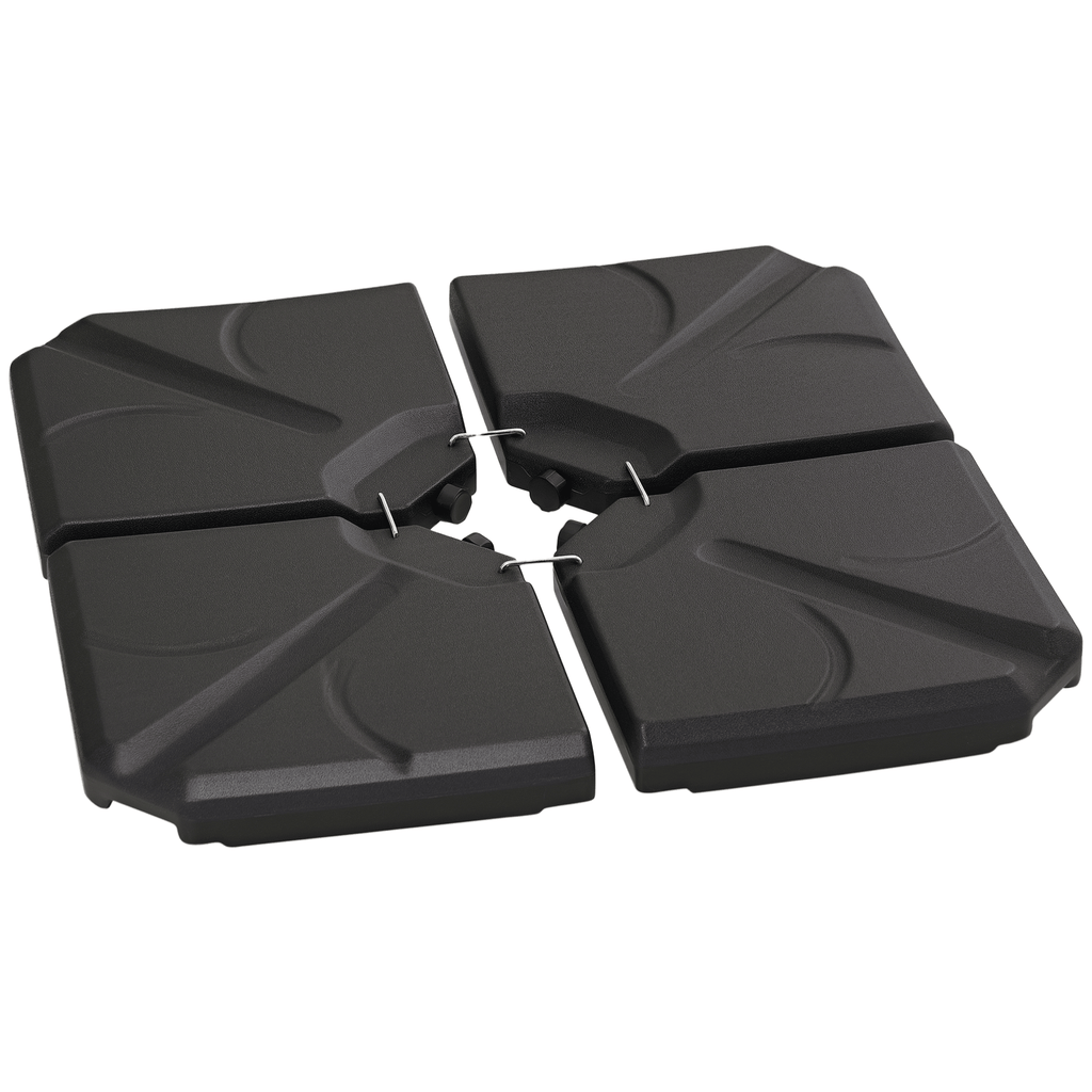 4 Pieces Patio Umbrella Base, Outdoor Cantilever Offset Umbrella Weights w/ U-Locking, 123 lb. Capacity Water or 158 lb. Capacity Sand, Black