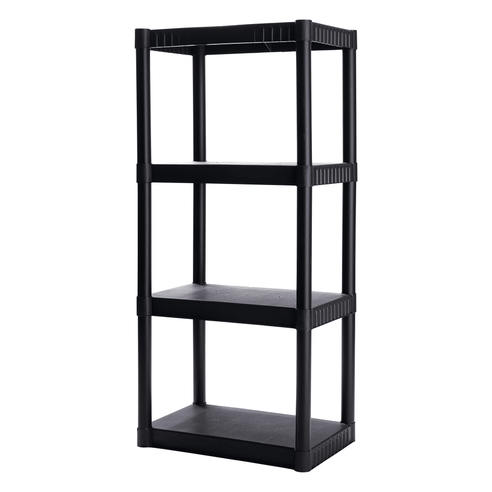 4-Shelf Standard Duty PlasticStorageShelves, 48 x 21 x 14, 200lb Capacity