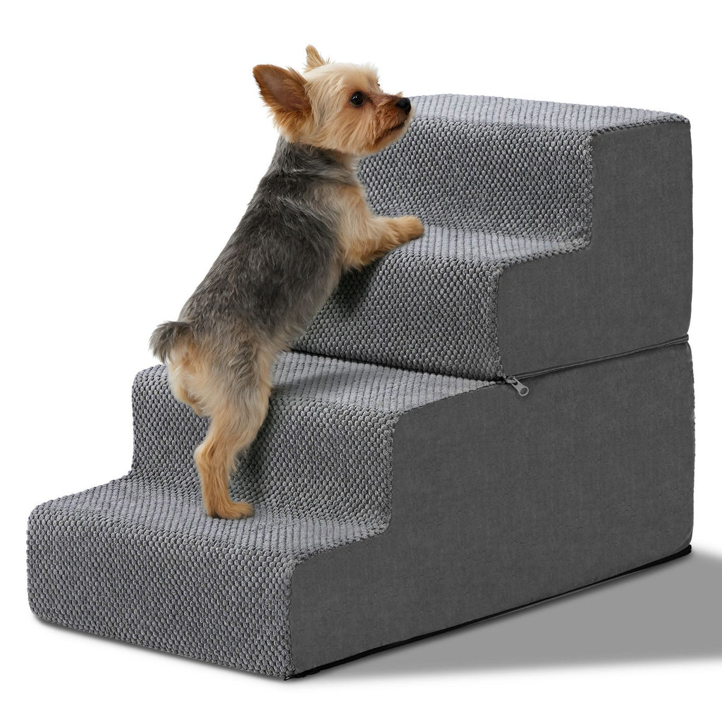 4-Step Dog Stairs Steps for High Bed, Pet Steps for Small Dogs and Cats, Non-Slip Removable Washable Cover Ramp for Indoor Outdoor Car SUV Couch Sofa