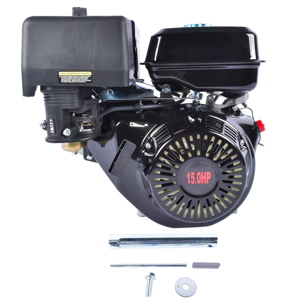 4 Stroke 15HP 420cc Gas Engine Black, Horizontal Shaft OHV Gas Motor, Recoil Start Go Kart Motor Engine for Log Splitters Compressors Lawn Mowers