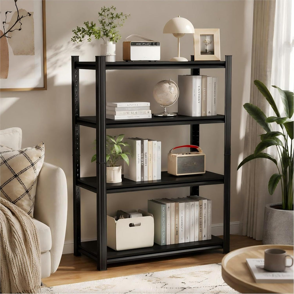 4-Tier Adjustable Height Metal Storage Shelving Unit, Heavy Duty Utility Rack for Basement, Garage, Warehouse, Tools, Supplies & Equipment Storage