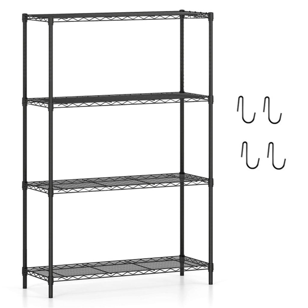 4-Tier Heavy-Duty Metal Wire Shelving, 1000LBS Total Capacity Storage Rack with 250LBS Per Shelf, Black