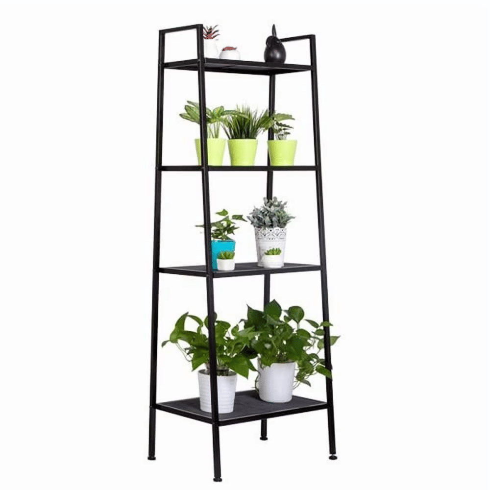 4 Tier Iron Bookshelf, Freestanding Metal Bookcase Storage Shelf for Books and Decor, 23.62 x 13.78 x 57.87 in, Black(Shipment from Walmart)