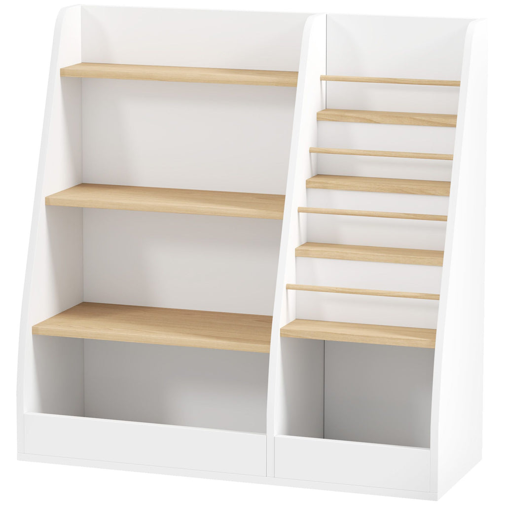 4 Tier Kids Bookshelf and Toy Storage Organizer with Book Rack, for Living Room, Kids Room, Playroom, Bedroom, White
