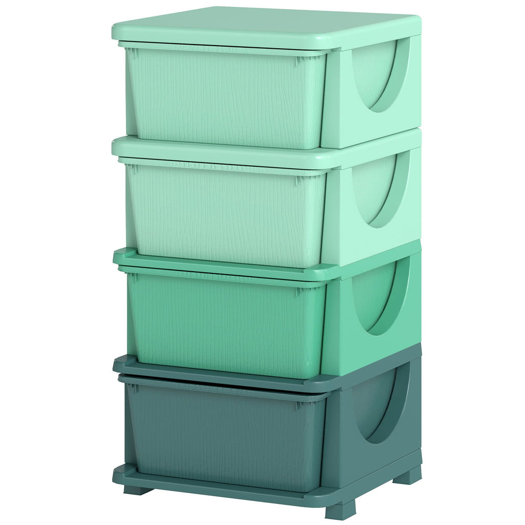 4 Tier Kids Storage Unit, Toy Organizers and Storage with 4 Drawer for Bedroom Nursery Living Room for Boys Girls Green