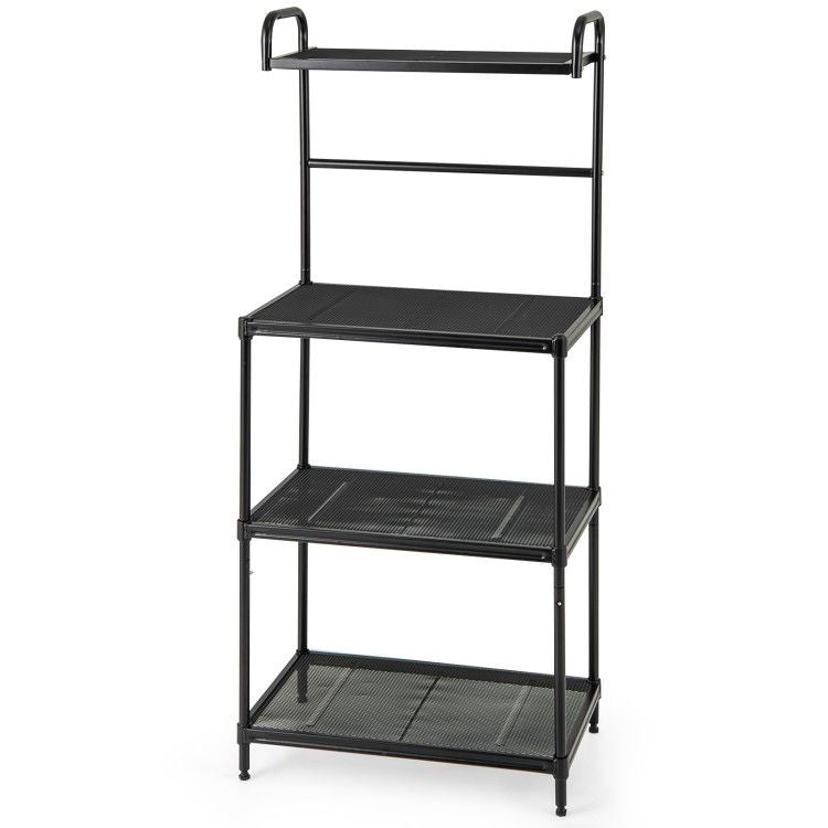 4-Tier Kitchen Microwave Storage Rack with Metal Shelves