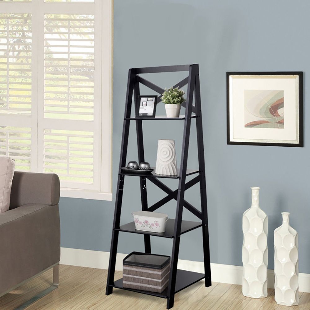 4-Tier Leaning Free Standing Ladder Shelf Bookcase Display Shelf