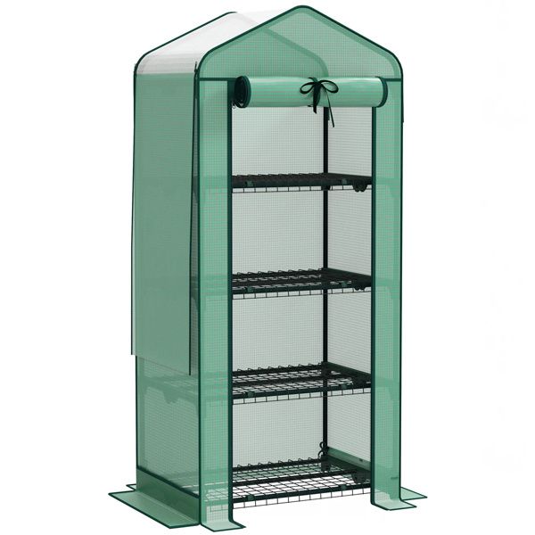 4 Tier Mini Small Greenhouse Green