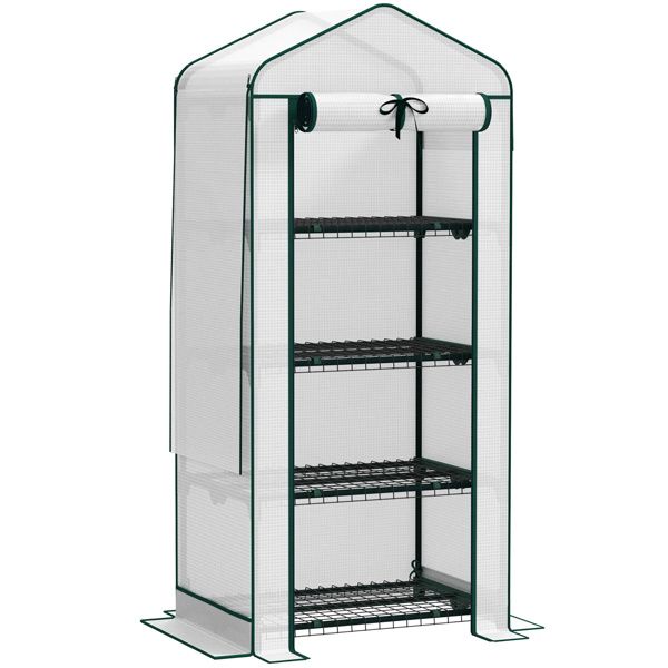 4 Tier Mini Small Greenhouse White