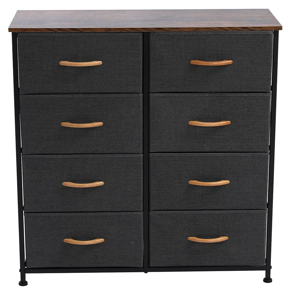 4-Tier Wide Drawer Dresser, Storage Unit with 8 Easy Pull Fabric Drawers and Metal Frame, Wooden Tabletop for Closets, Nursery, Dorm Room, Hallway,Gray
