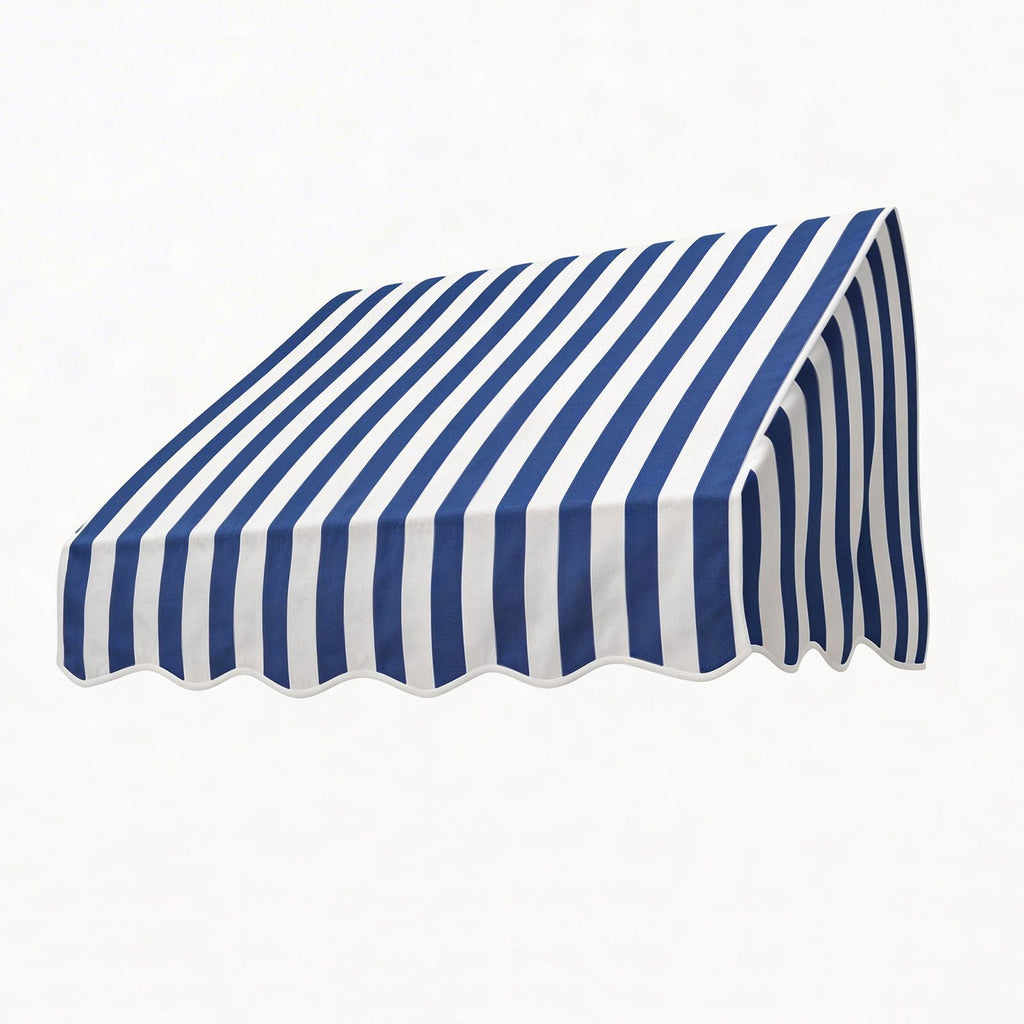4' Window Door Awning Sun Shade Canopy Outdoor Patio Cover, Blue & White Stripes
