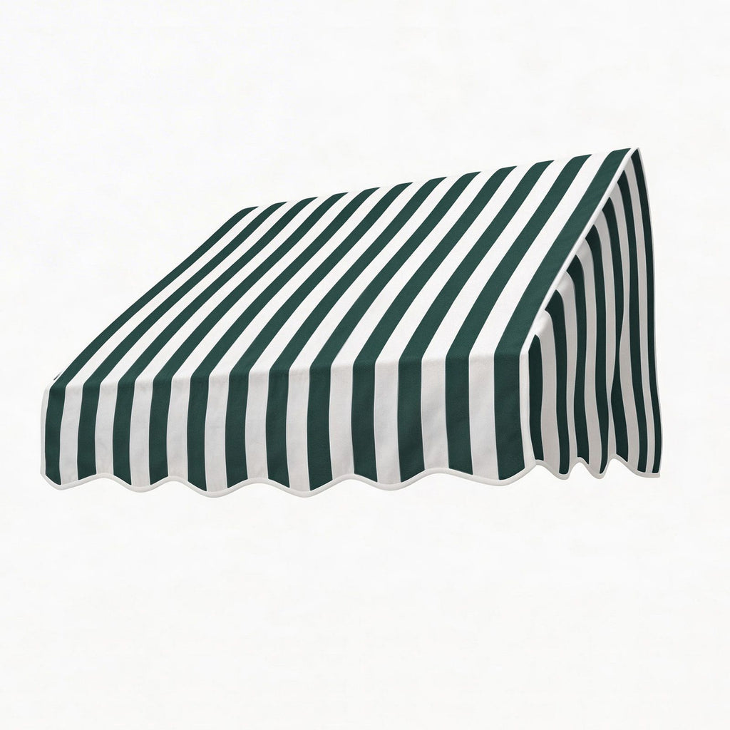 4' Window Door Awning Sun Shade Canopy Outdoor Patio Cover, Green & White Stripes