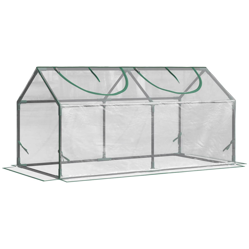 4' x 2' x 2' Portable Mini Greenhouse, Small Green House with PVC Cover, Roll-up Zippered Windows for Indoor, Outdoor Garden, Clear