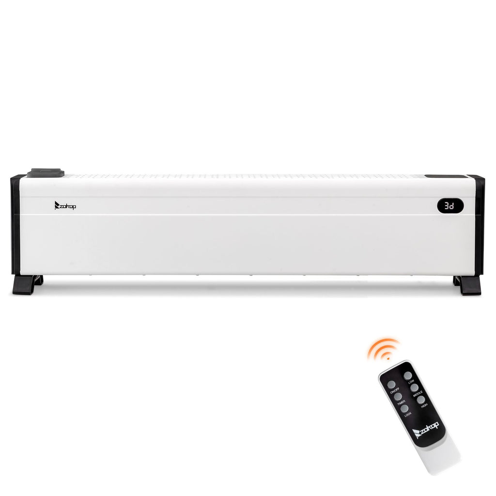 40" Baseboard Heater, 1500W Electric Baseboard Space Heater with 3 Heat Settings, Remote Control, Built-in Humidifier, 12H Timer, Tip-Over Switch, for Indoor Bedroom Office Home, White