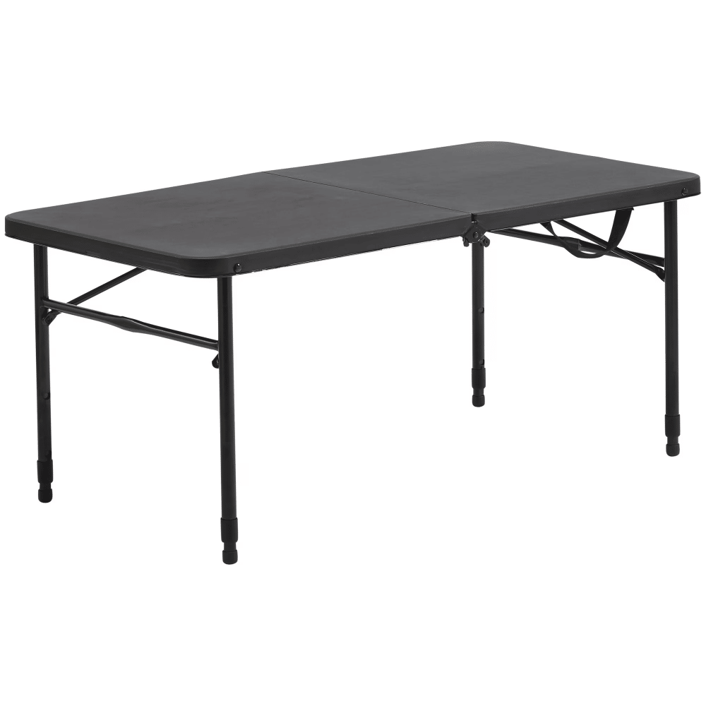 40" Plastic Adjustable Height Fold-in-Half Folding Table, Rich Black (Shipment from Walmart)