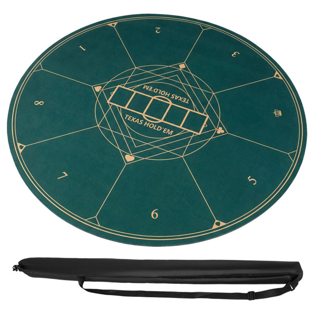 40" Round Foldable Poker Table Top Mat with Non-Slip Rubber Base, Portable Casino-Grade Poker Mat with Carrying Bag (Green)