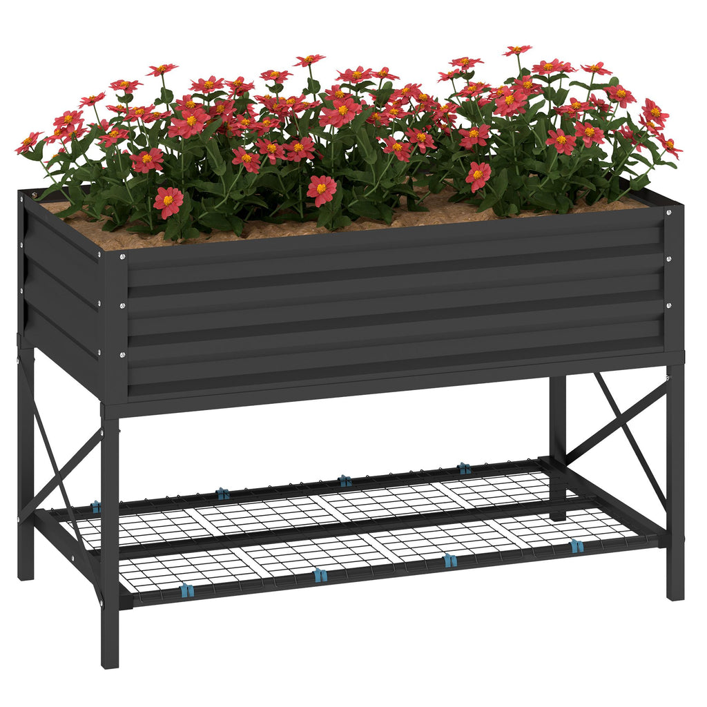 40" x 20" x 10" Galvanized Steel Raised Garden Bed, Steel Raised Garden with Bed Liner, 440lbs, Gray