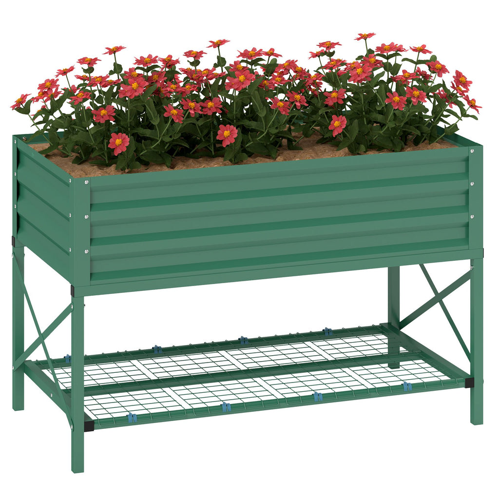 40" x 20" x 10" Raised Garden Bed for Flowers and Vegetables, Metal Raised Flower Beds with Legs, 37 gallons, Green