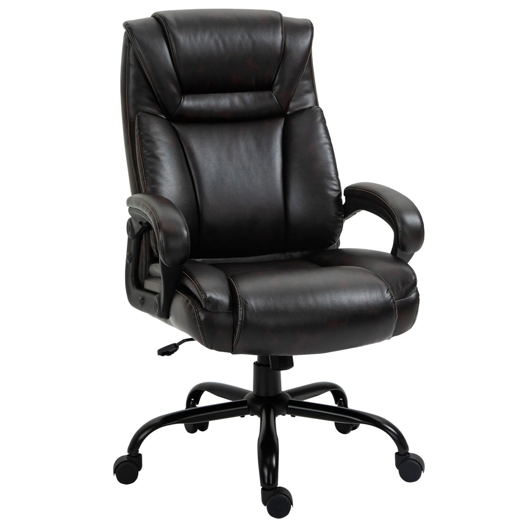 400lbs High Back Brown Executive Office Chair Wide Seat PU Leather Ergonomic